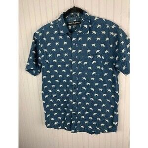 Random Access Size M Slim Fit Mens Shirt Button Down Short Sleeve Blue